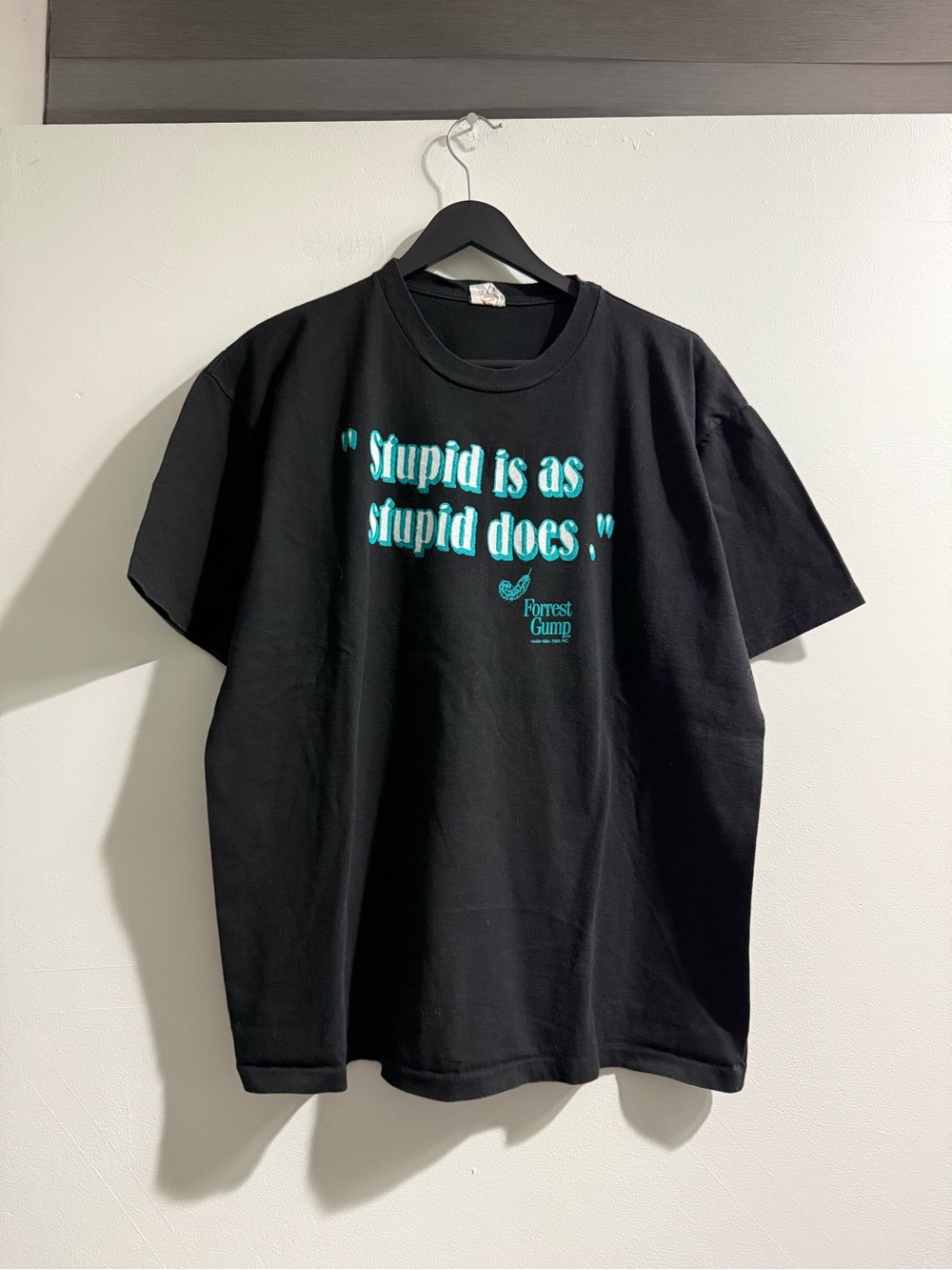 1994 Forrest GumpBlack Graphic Tee - "Stupid Is As Stupid Does"